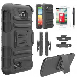 LG Optimus, LG Ultimate 2 Case, Dual Layers [Combo Holster] Case And Built-In Kickstand Bundled with [Premium Screen Protector] Hybird Shockproof And Circlemalls Stylus Pen (Black)